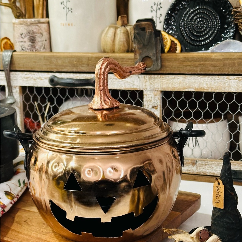 Copper Pumpkin Pot with Lid